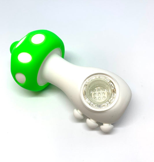 Silicone Smoking Pipe with Glass bowl MUSHROOM PIPE