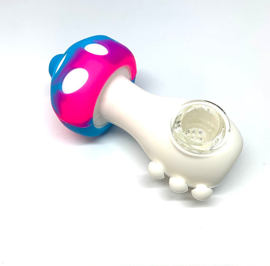 Silicone Smoking Pipe with Glass bowl MUSHROOM PIPE