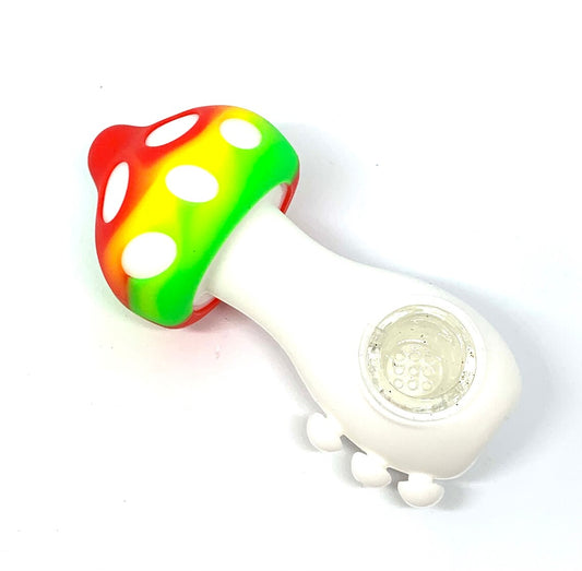 Silicone Smoking Pipe with Glass bowl MUSHROOM PIPE