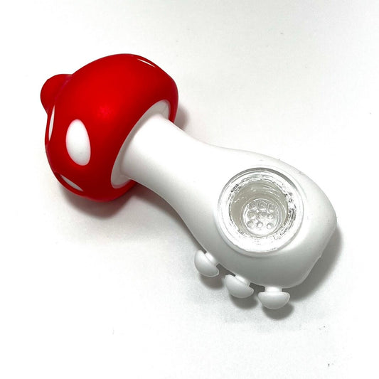Silicone Smoking Pipe with Glass bowl MUSHROOM PIPE