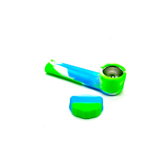 Silicone Pipe with Metal Bowl and Cap 3.5 inches - The Stopp