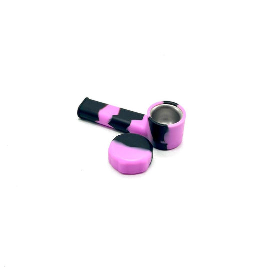 Silicone Pipe with Metal Bowl and Cap 3.5 inches - The Stopp