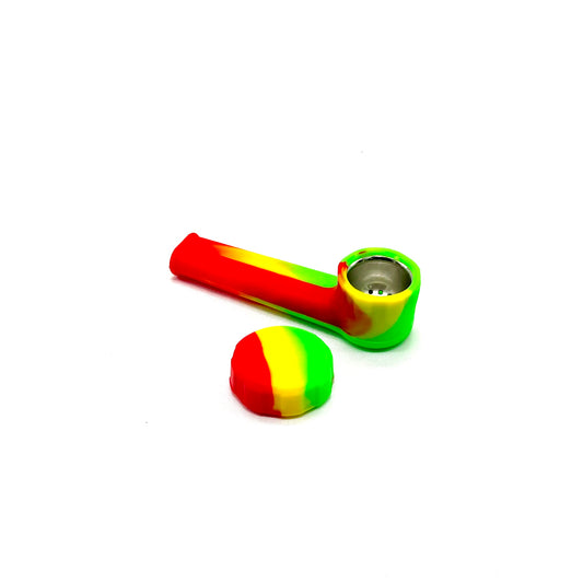 Silicone Pipe with Metal Bowl and Cap 3.5 inches - The Stopp
