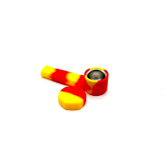 Silicone Pipe with Metal Bowl and Cap 3.5 inches - The Stopp