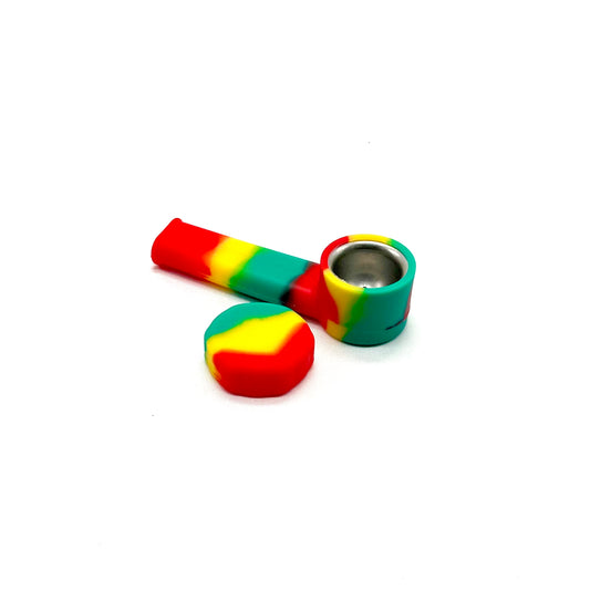 Silicone Pipe with Metal Bowl and Cap 3.5 inches - The Stopp