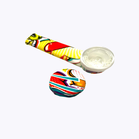 Silicone Pipe with Glass Bowl and Cap 3.5 inches - The Stopp
