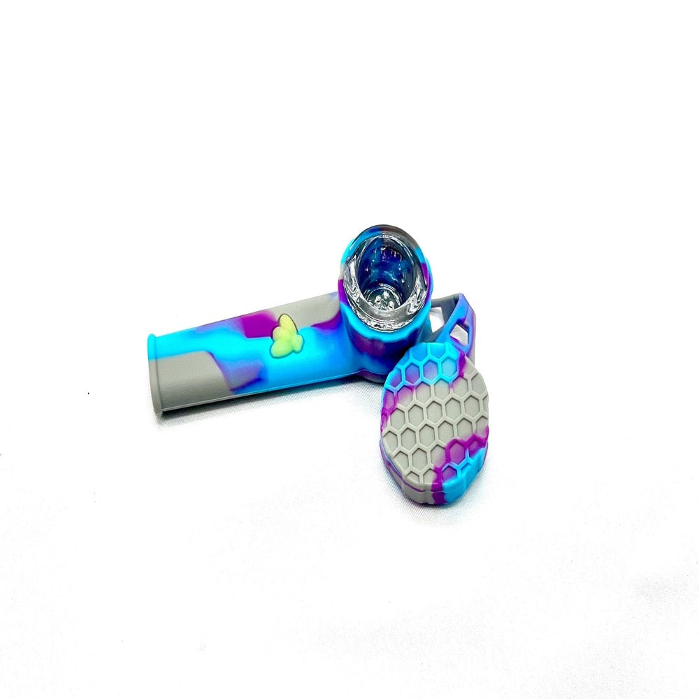 Silicone Pipe with Metal Bowl and Cap 3.5 inches - The Stopp