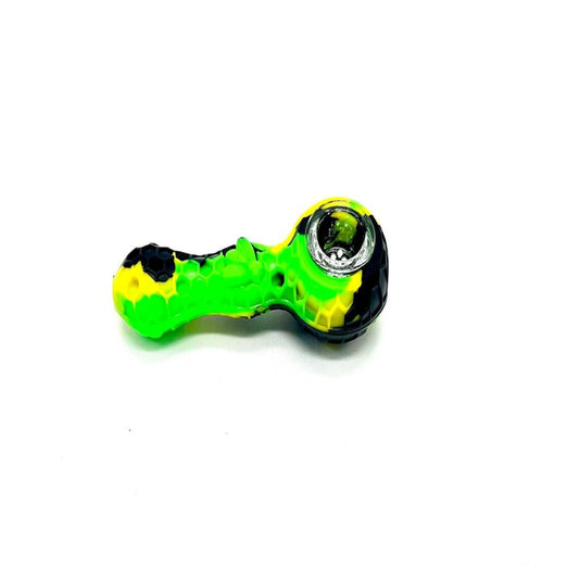 Silicone pipe with glass bowl, measuring 4 inches, is a versatile and durable accessory that combines the convenience of silicone with the classic look - The Stopp