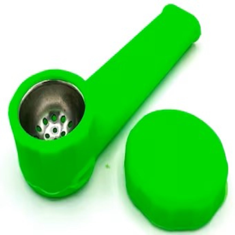 Silicone Pipe with Metal Bowl and Cap 3.5 inches - The Stopp