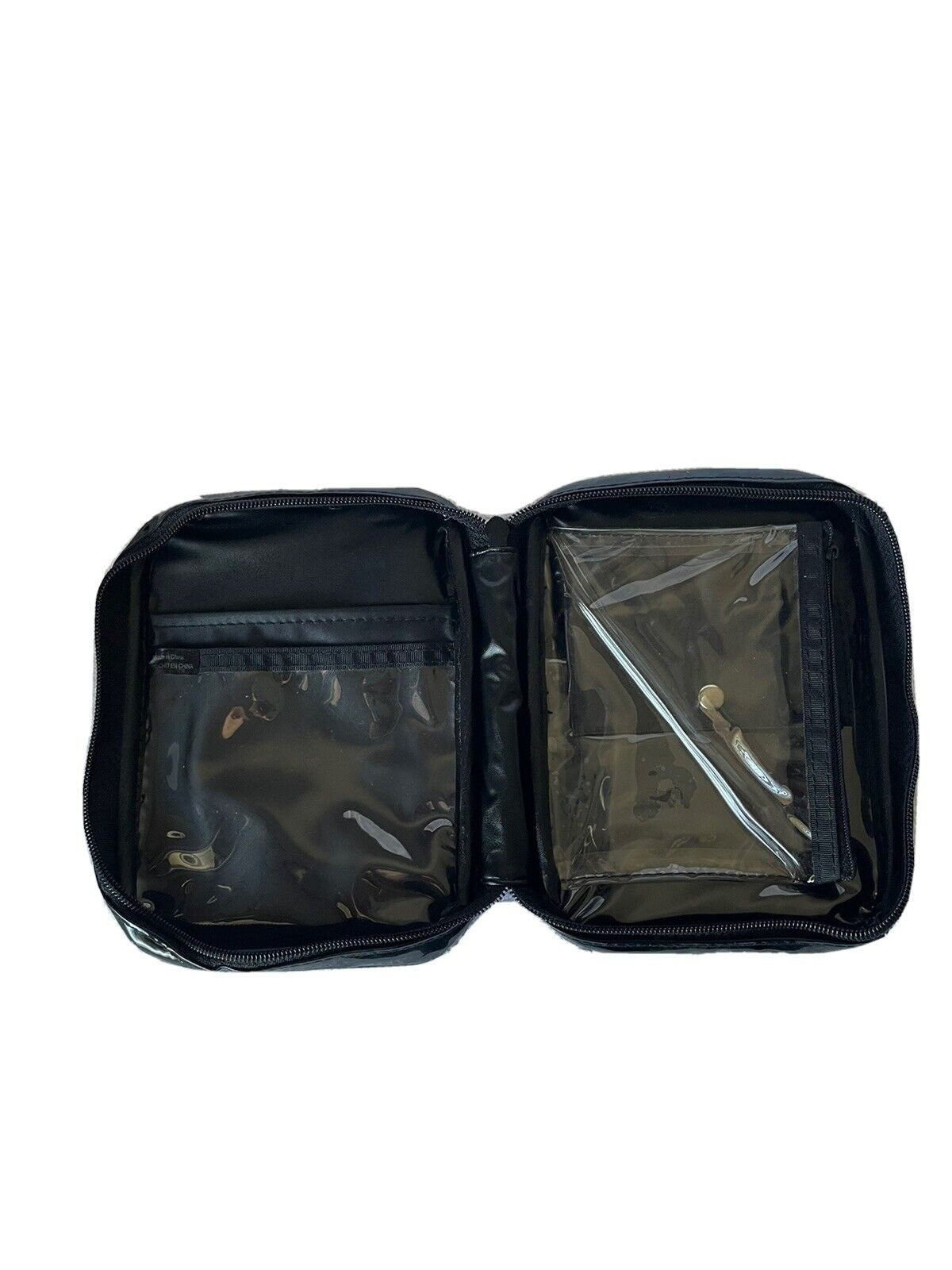 Black Vinyl Makeup Bag Kit Travel Pouch Cosmetic Bag Toiletry Organizer 2 lot - The Stopp