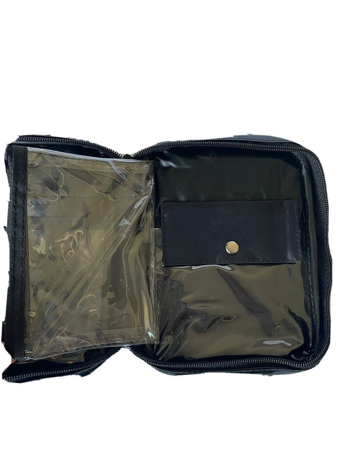 Black Vinyl Makeup Bag Kit Travel Pouch Cosmetic Bag Toiletry Organizer 2 lot - The Stopp