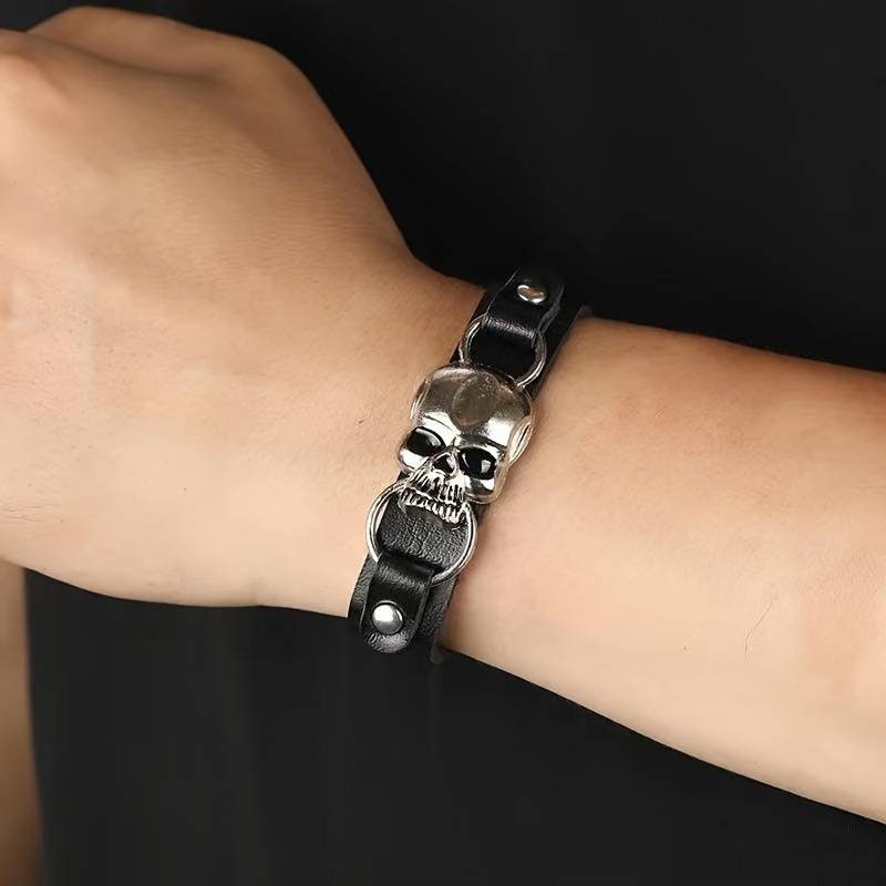 Punk Style Skull Simple PU Leather Bracelet 1PCS - The Stopp