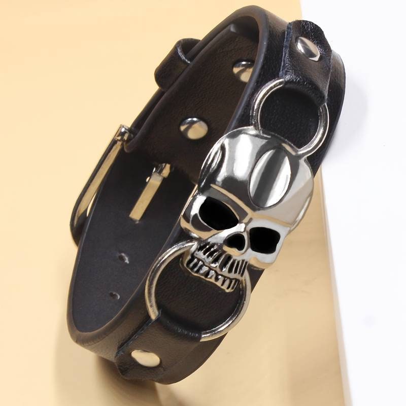 Punk Style Skull Simple PU Leather Bracelet 1PCS - The Stopp