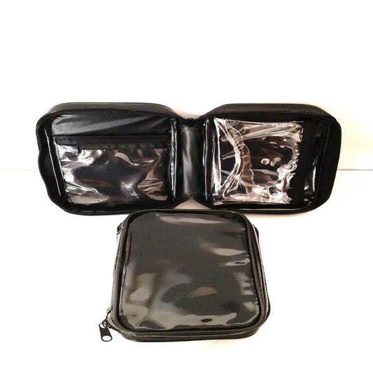 Black Vinyl Makeup Bag Kit Travel Pouch Cosmetic Bag Toiletry Organizer 2 lot - The Stopp
