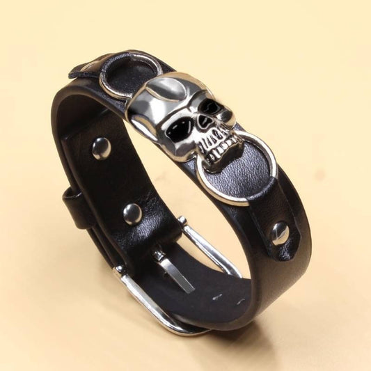 Punk Style Skull Simple PU Leather Bracelet 1PCS - The Stopp