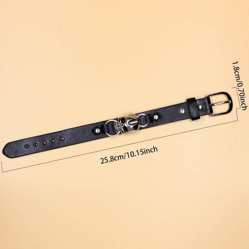 Punk Style Skull Simple PU Leather Bracelet 1PCS - The Stopp